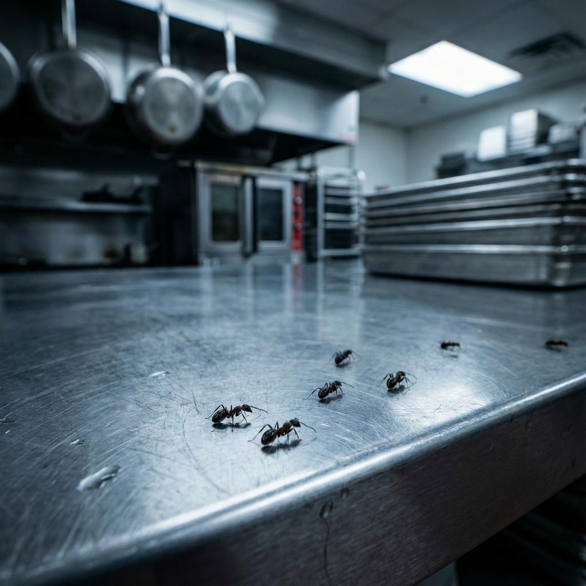 Kammerjäger für Ameisen 7 Ameisenstraße auf einer Gastro-Küche